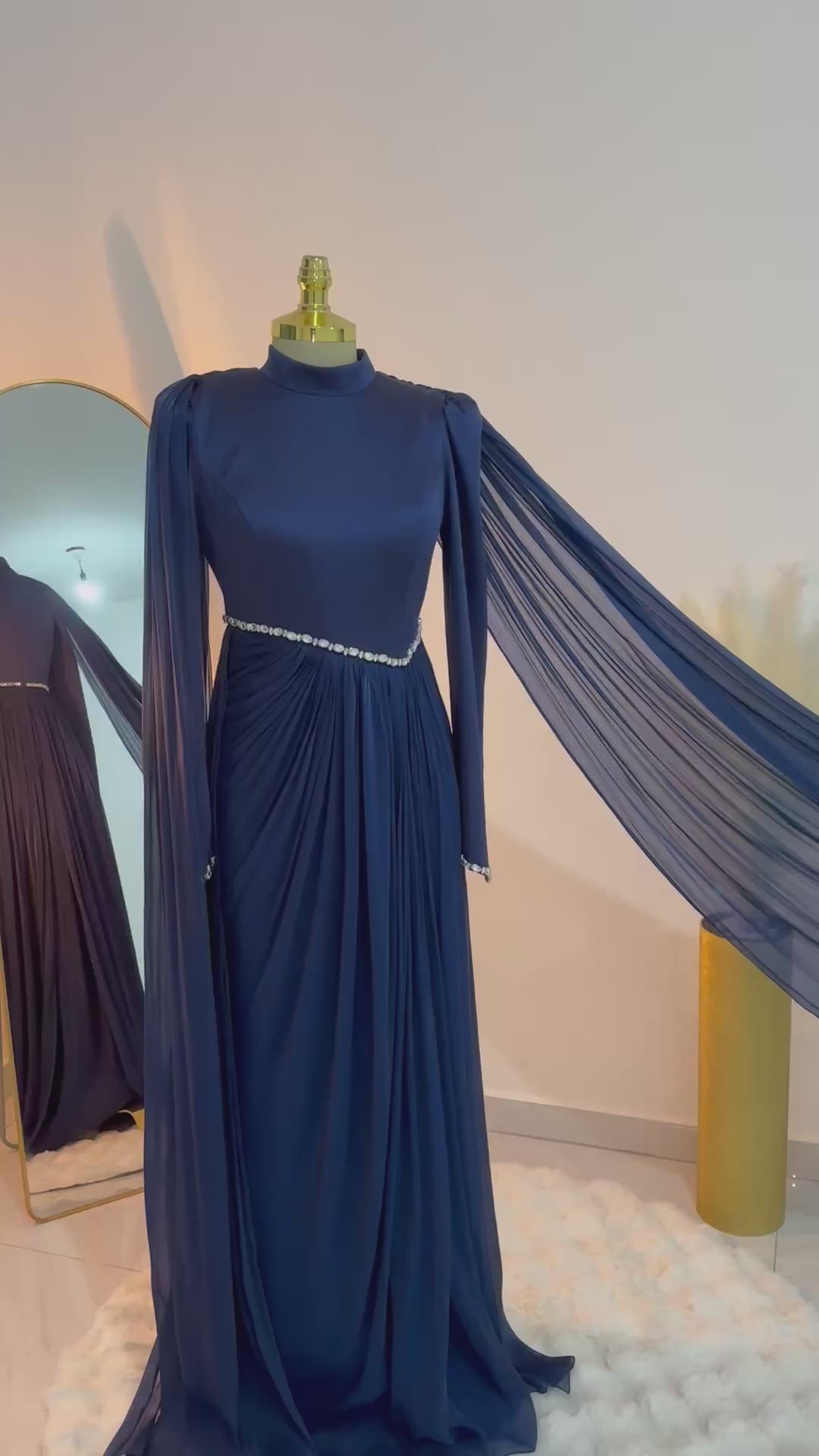 فستان سهرة ملكي - كحلي فاخر