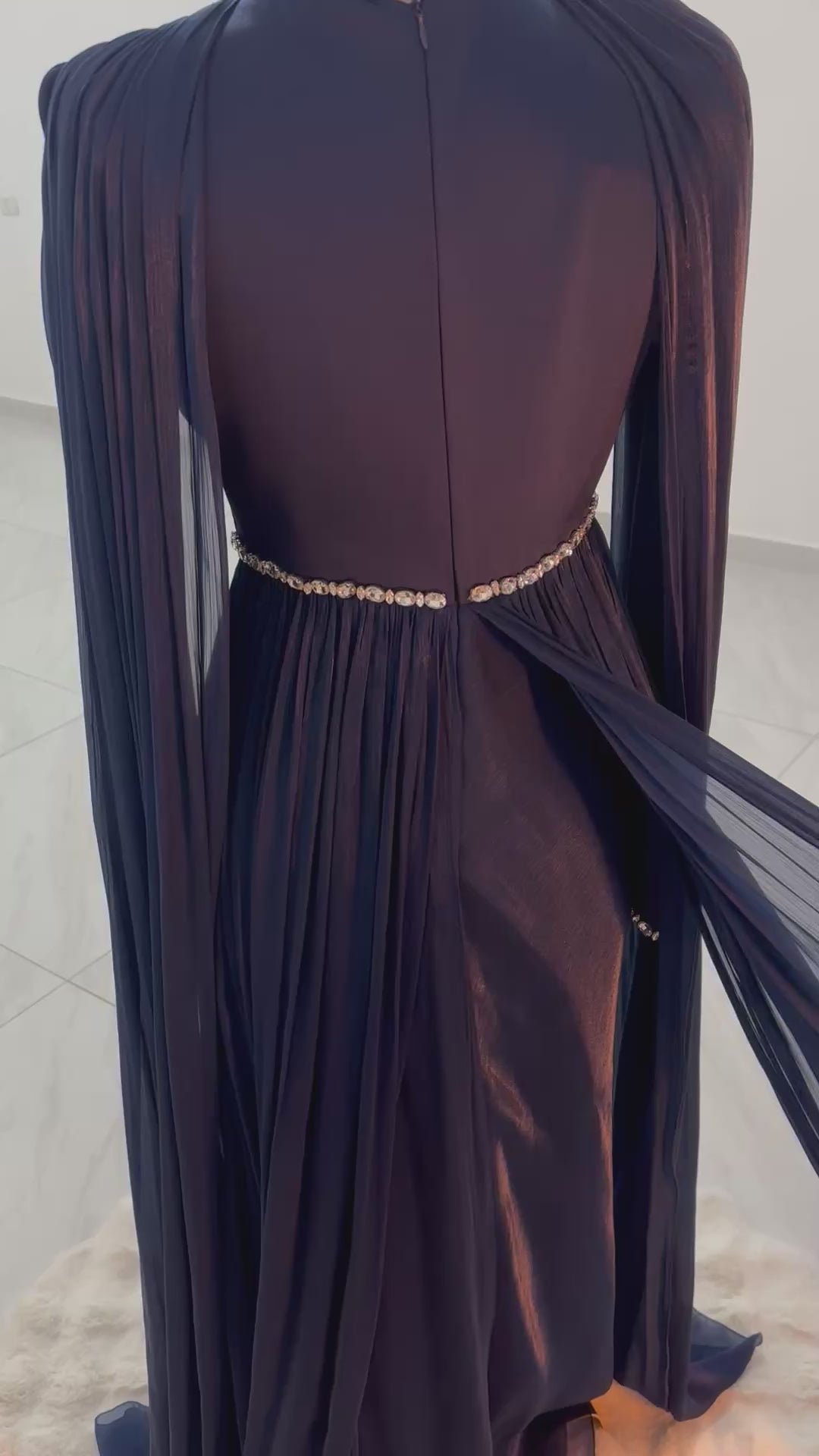 فستان سهرة ملكي - كحلي فاخر